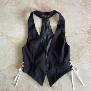 Guess low cut underbust vest with ribbons